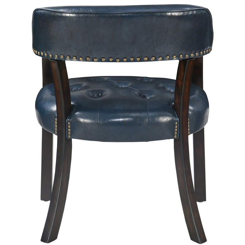 Tufted Solid Back Arm Chair, Espresso, Blue