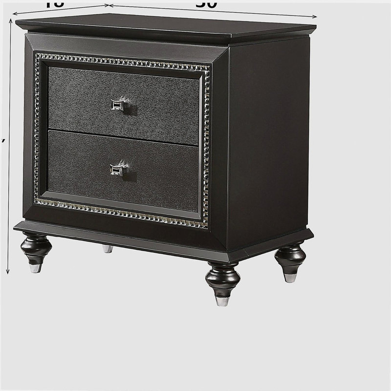 Kaitlyn Metallic Gray Finish Nightstand, Metallic Gray
