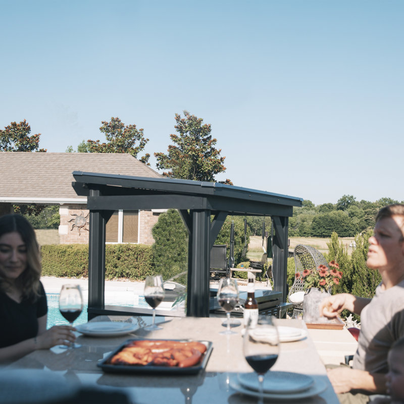 Rockport Black Steel Grill Gazebo with Insulated Roof