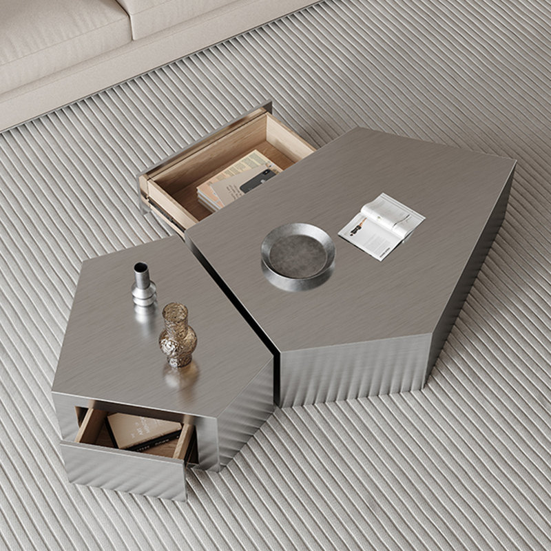 Ensemble de tables basses luxueuses et légères, Argent argent