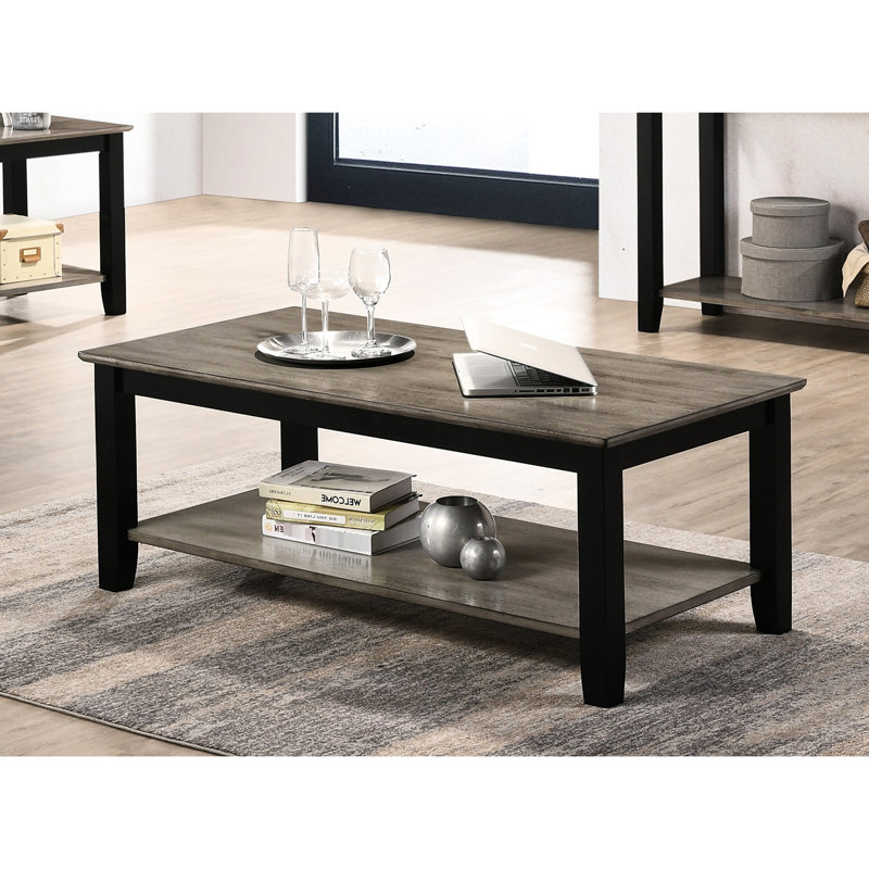 Table basse rectangulaire en brun foncé avec tablette ouverte pour la décoration intérieure