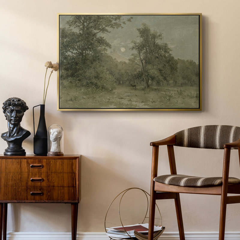 Paysage rétro - DCVII - Toile tendue avec châssis, Toile avec cadre flottant or, H 17 po x l 25 po x P 2 po