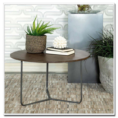 Table d'appoint naturelle et bronze industriel
