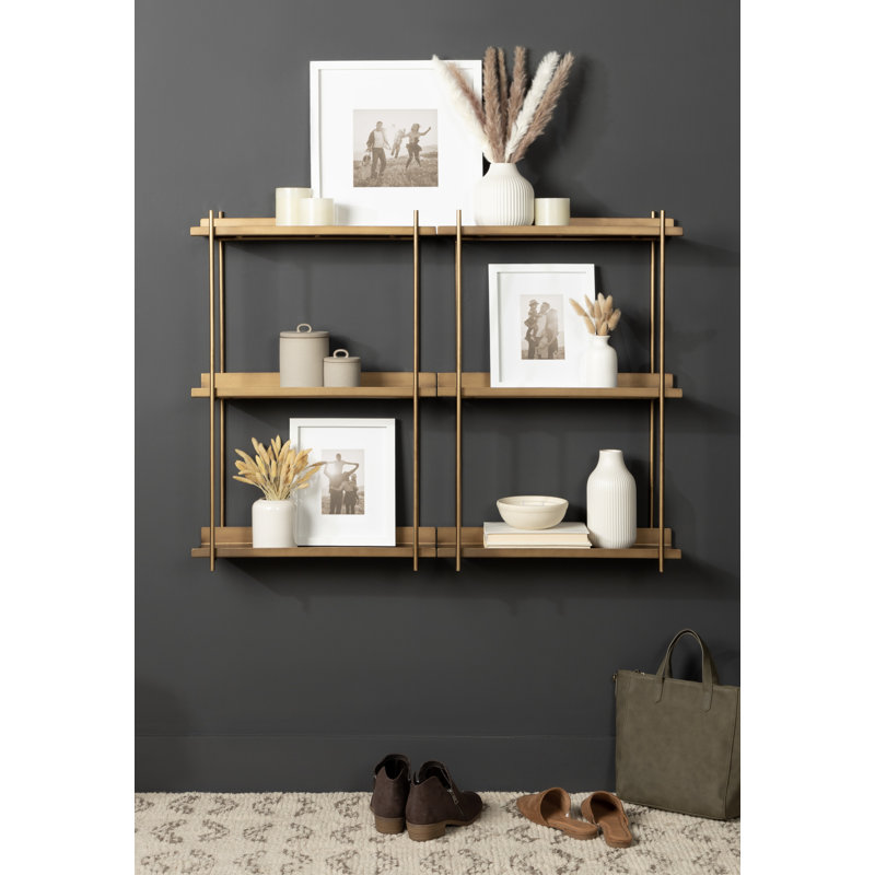 Bellamy Rectangular Metal Floating Shelf, Gold