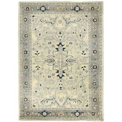 Tapis oriental tribal gris 4X6 One-of-a-Kind