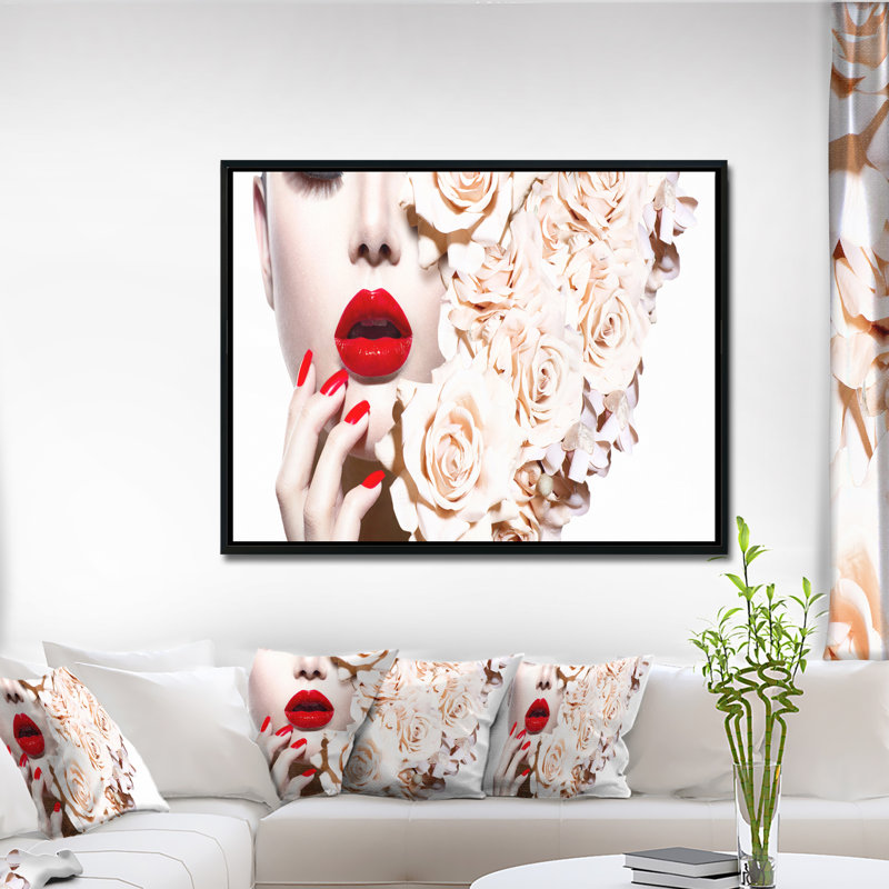 « mode sexy femme avec fleurs » Sensual, H 16 po x l 32 po x P 1 po, Toile sur cadre