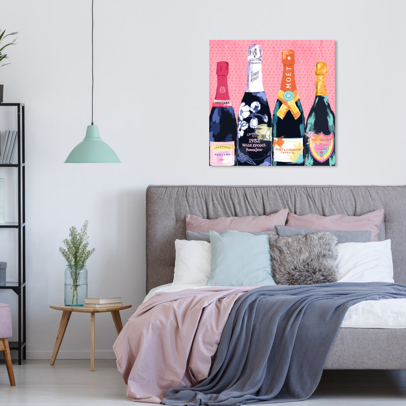 " Drinks And Spirits Pass The Bottle! Champagne " by Oliver Gal, Wrapped Canvas, 30'' H x 30'' W