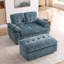 Fauteuils inclinables modernes avec rangement, canapé deux places réglable en chenille bleue pour la maison-143912768
