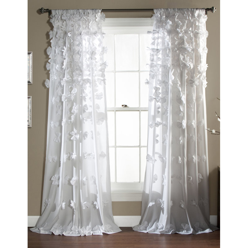Riley Semi Sheer Curtain Single Panel, White, 54"W x 84"L