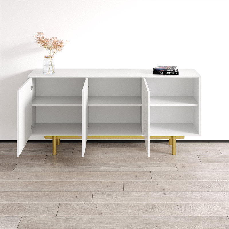 Buffet Clavene 67,4 po avec finition ultrabrillante, Blanc