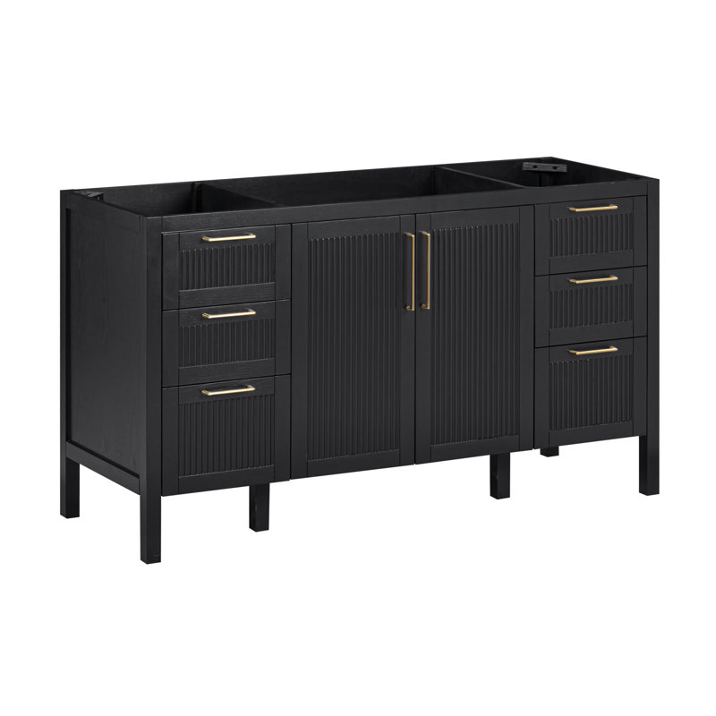 Ensemble de meuble-lavabo simple 60 po en chêne noir Luka