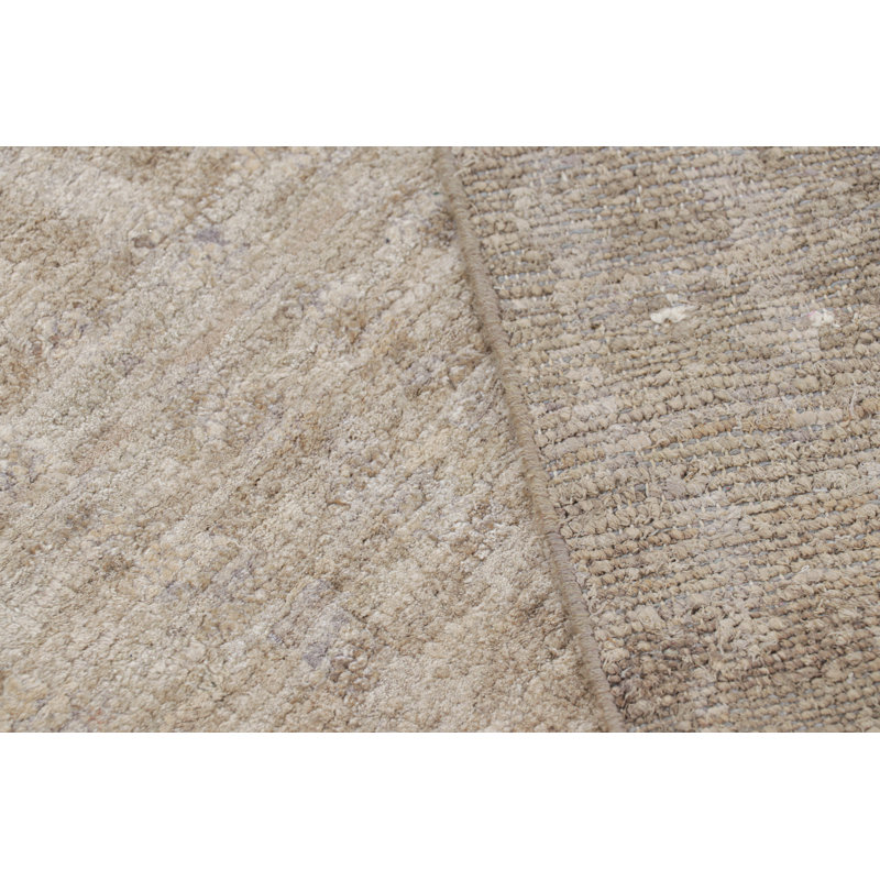 Hand Knotted Striped Area Rug, Rectangle 6' x 8'