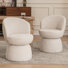 Modern Upholstered Dining Chairs, Boucle Fabric Swivel Barrel Chairs, Wingback Side Chairs, Vanity Chairs