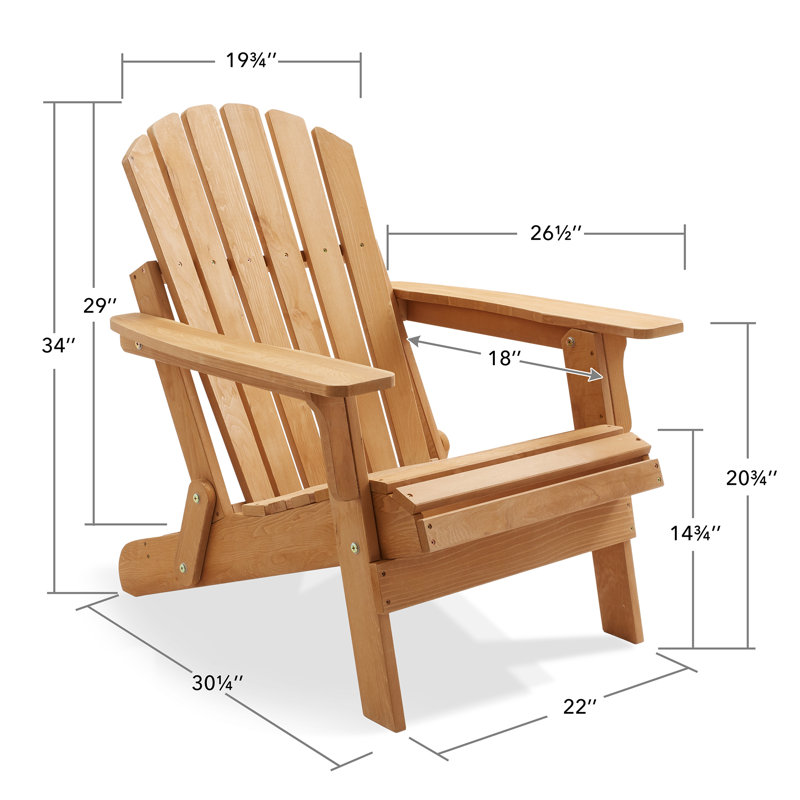 Set of 2 Natural Wood Folding Adirondack Chairs