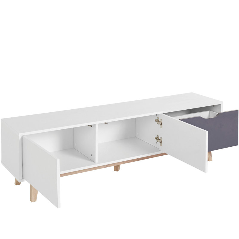 Damaris Unfinished TV Stand for TVs up to 70", White/Grey