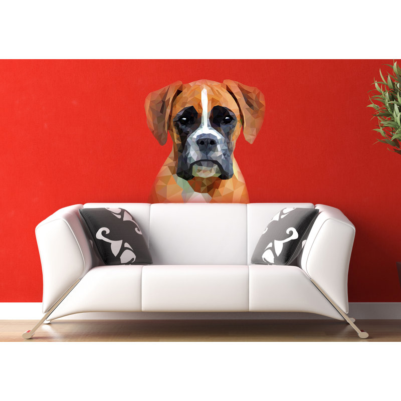 Décalcomanie murale Polygonal Dog Boxer, H 46 po x l 46 po