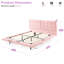 Structure de lit grand avec lumières DEL, revêtement flottant rose, tête de lit capitonnée, utilisation silencieuse-258762797
