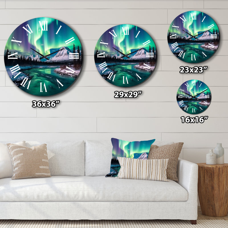 Horloge murale en métal Northern Lights, Très grand