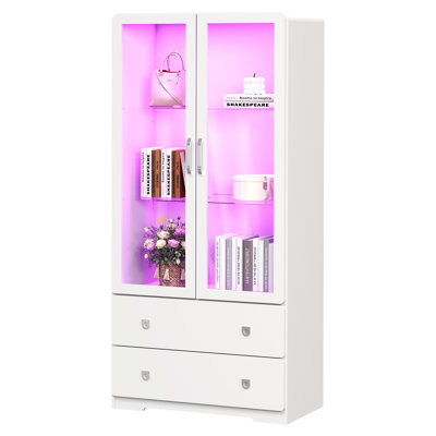 64'' Tall Display Cabinet With Acrylic Doors And LED Lights