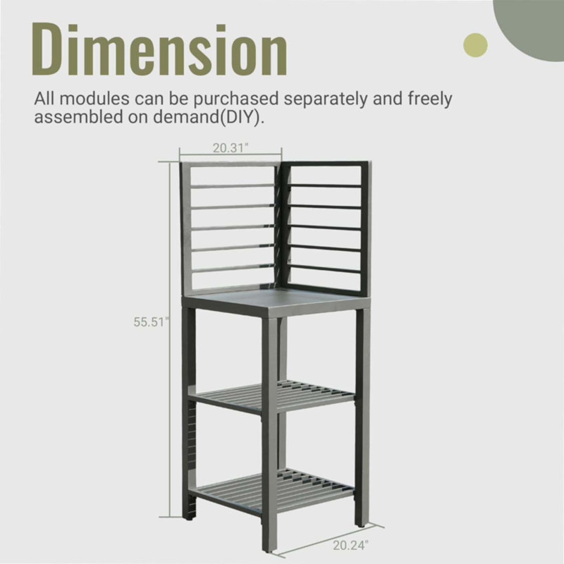 Outdoor Kitchen Island With Storage, Aluminum Kitchen Storage Island Outdoor Prep Table With Double Storage Rack, Freestanding Outdoor Corner Cabinet With Protective Cover Indoor Outdoor