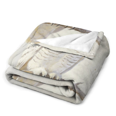 Jeté en flanelle Snowy Owl Branch Luxury