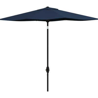 Blue 6.5' X 10' Patio Umbrella, Large Outdoor Table Umbrella With Seamless Crank, Tilt Function And 50+ Defence Rectangular Dependable Adjustable