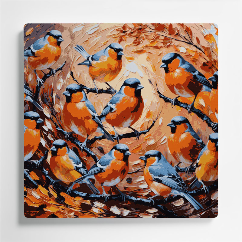 Oiseaux, art mural brun, H 144 po x l 144 po x P 0,05 po