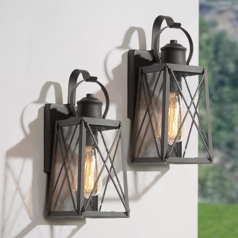 Jeramiah Iron Wall Light(Set of 2), 2 Lights, Matte Black