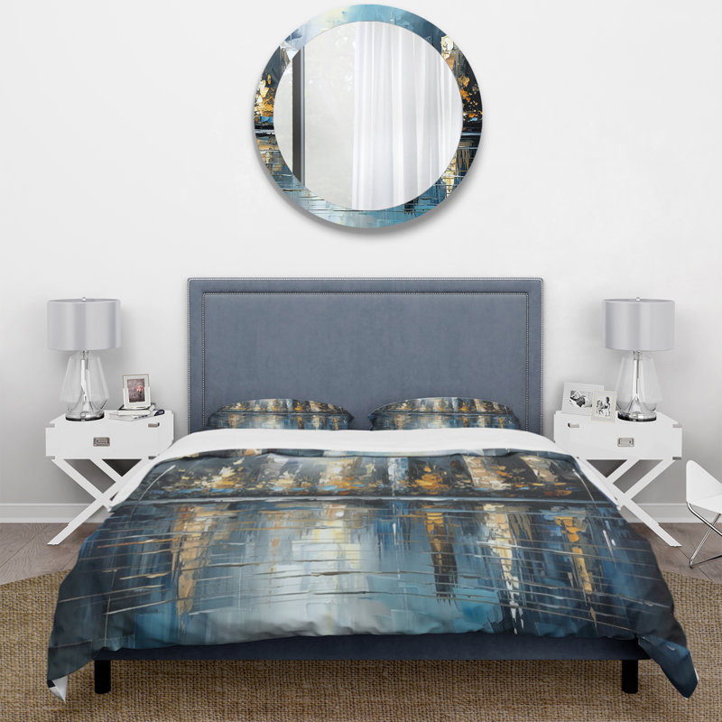 Ensemble de housse de couette en microfibre / polyester Abstract City Skyline