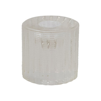 Porte-bougie en verre taillé