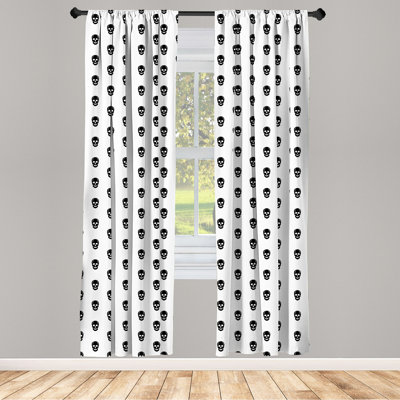 Skull Semi-Sheer Rod Pocket Curtain Panels