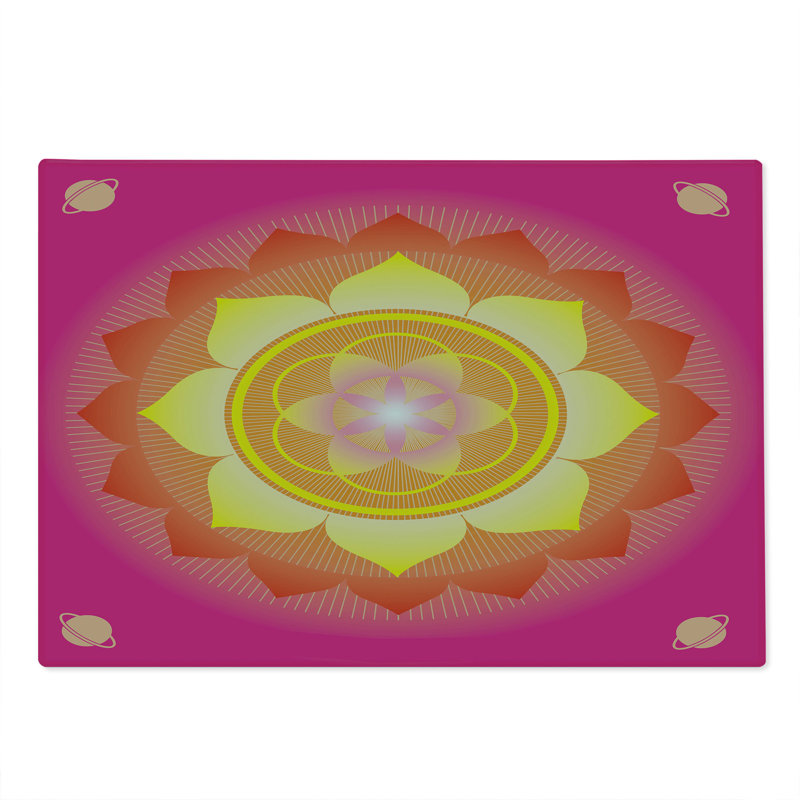 Planche à découper Ambesonne grande taille Lotus planète astrale cosmique rose chaud jaune rouge