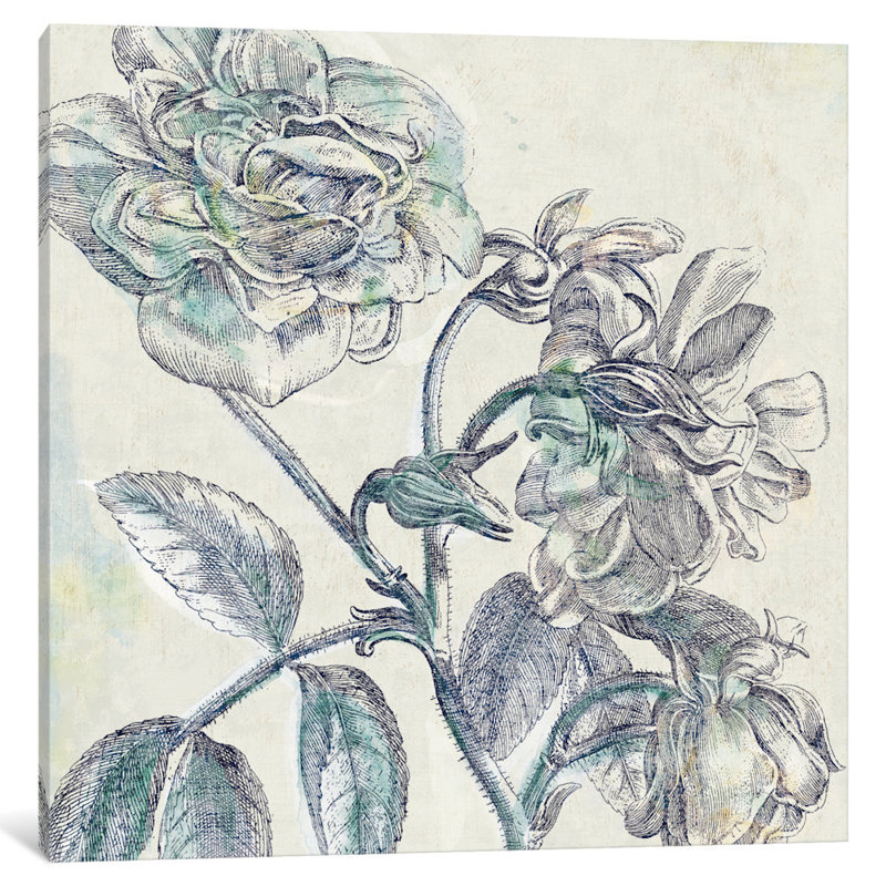 Belle Fleur I, impression sur toile tendue, H 18 po x l 18 po x P 1,5 po, Toile avec cadre noir, Pas de tapis
