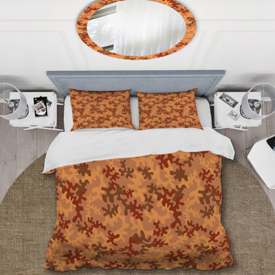 Trendy Orange Camouflage Polyester Camouflage Duvet Cover