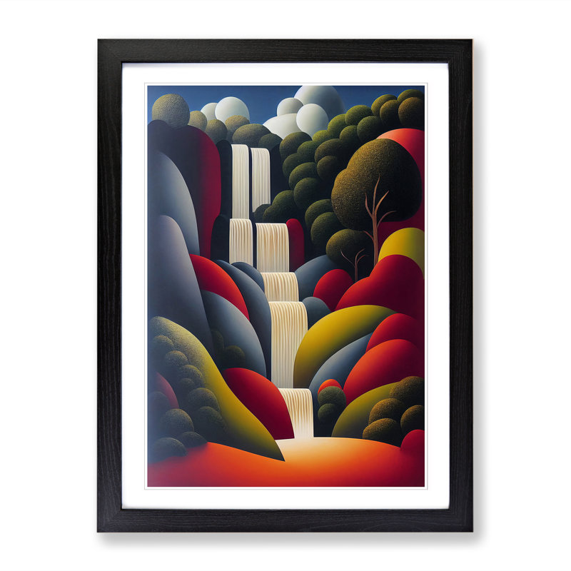 Cute Waterfall - Single Picture Frame Print, Black, 46cm H x 34cm W x 2" D