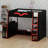 Elevated Bed Frame Featuring Workspace, Versatile Shelving, Color-Changing Lights, and Movable Desk-1277331014