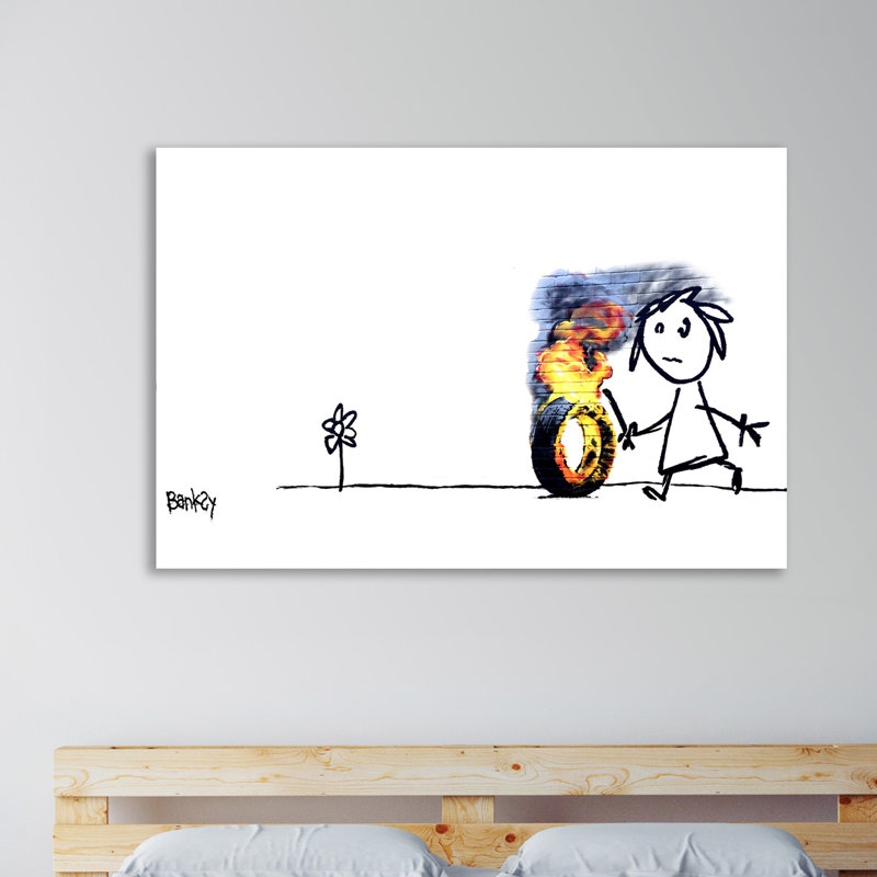 Burning Tire II by Banksy Banksy - Wrapped Canvas Print, 61 cm H x 91 cm W x 4 cm D