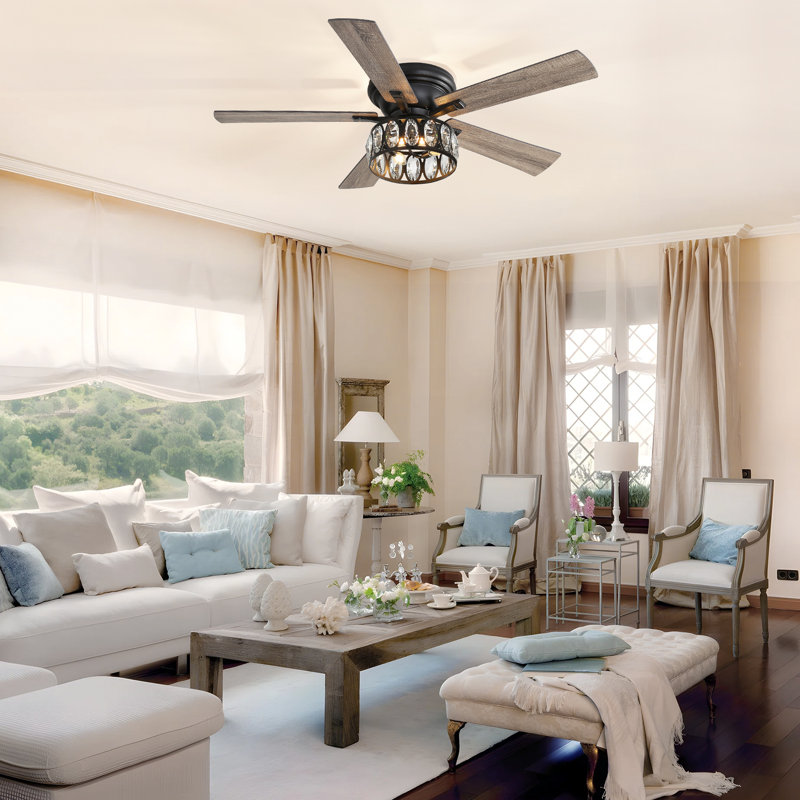 132.08cm Ceiling Fan with Light Kit, Black