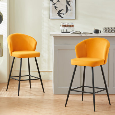 Dellaposta Modern 67cm Velvet Upholstered Bar Stools with Diamond Tufted Back