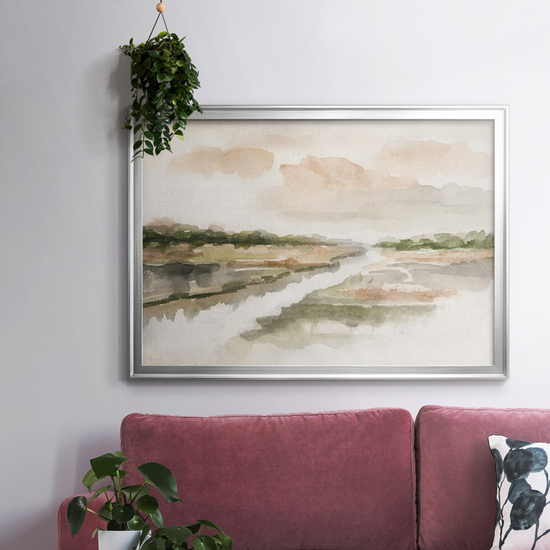 «Moody Sunset», toile tendue avec châssis encadré, H 30 po x l 44 po x P 1,5 po, Argent