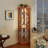 Corner Glass Cabinet Lighted Curio Cabinet Corner Display Case For Living Room, Curio Cabinet, Antique Collection, Wine,Bar Glass Storage Light Included, Dark Oak