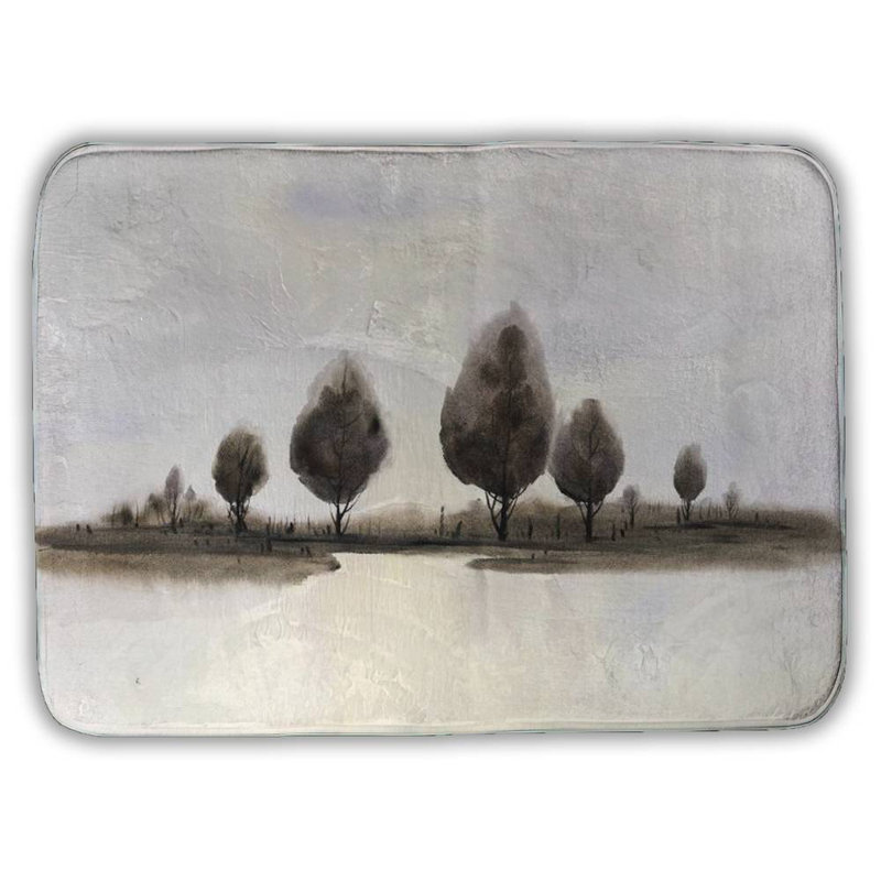 Abstract landscape of trees Bath Mat with Non-Slip Backing - Quick Dry Memory Foam Bathroom Rug - Absorbent - Modern Plush Spa-Style - Machine Washable
