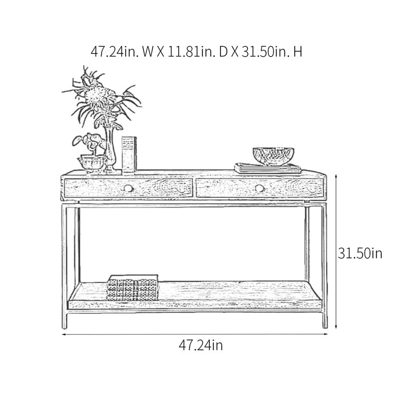 Retro Multifunctional Console Table, 31.5" H x 47.24" W x 11.81" D