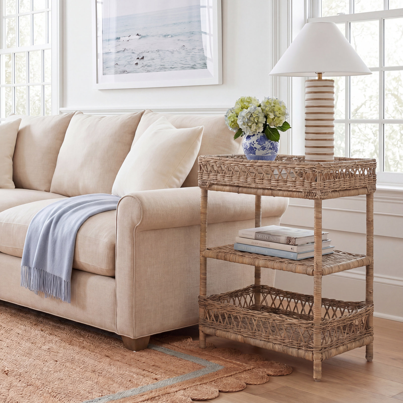 Arloe Wicker Bar Cart