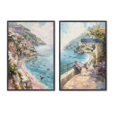 «Coastal Charm Paradise», ensemble de 2 pièces encadrées sur papier par Azure Artisanal Studio