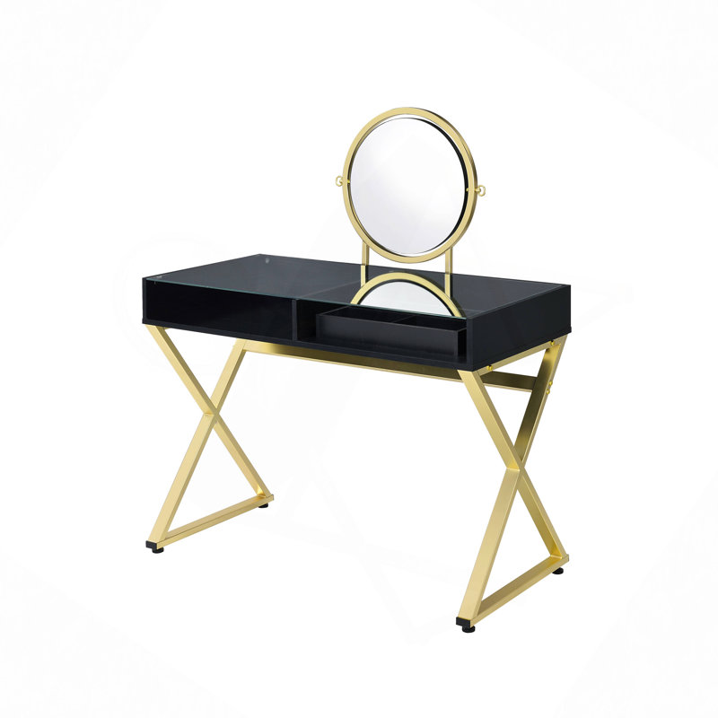 Bureau de meuble-lavabo avec miroir et plateau à bijoux Coleen