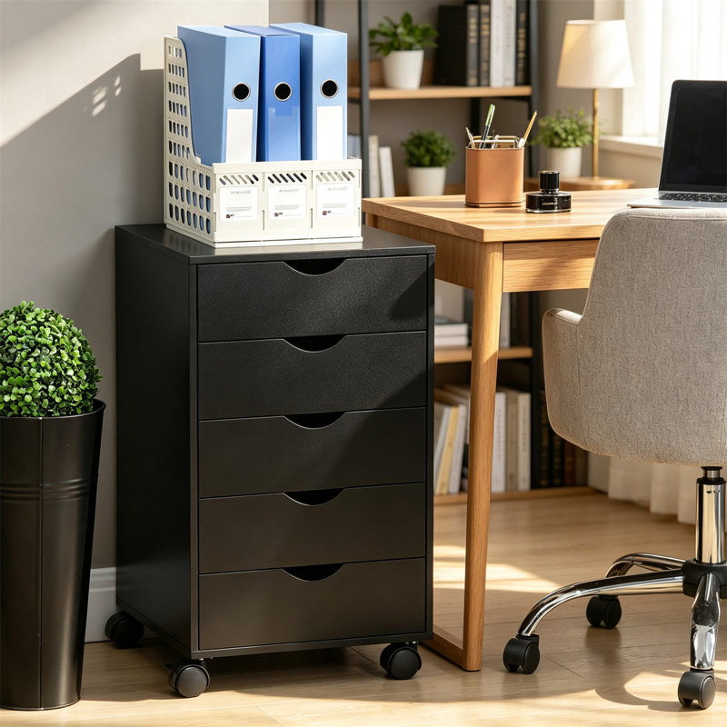 40 cm W 5 -Drawer Filing Cabinet, Black