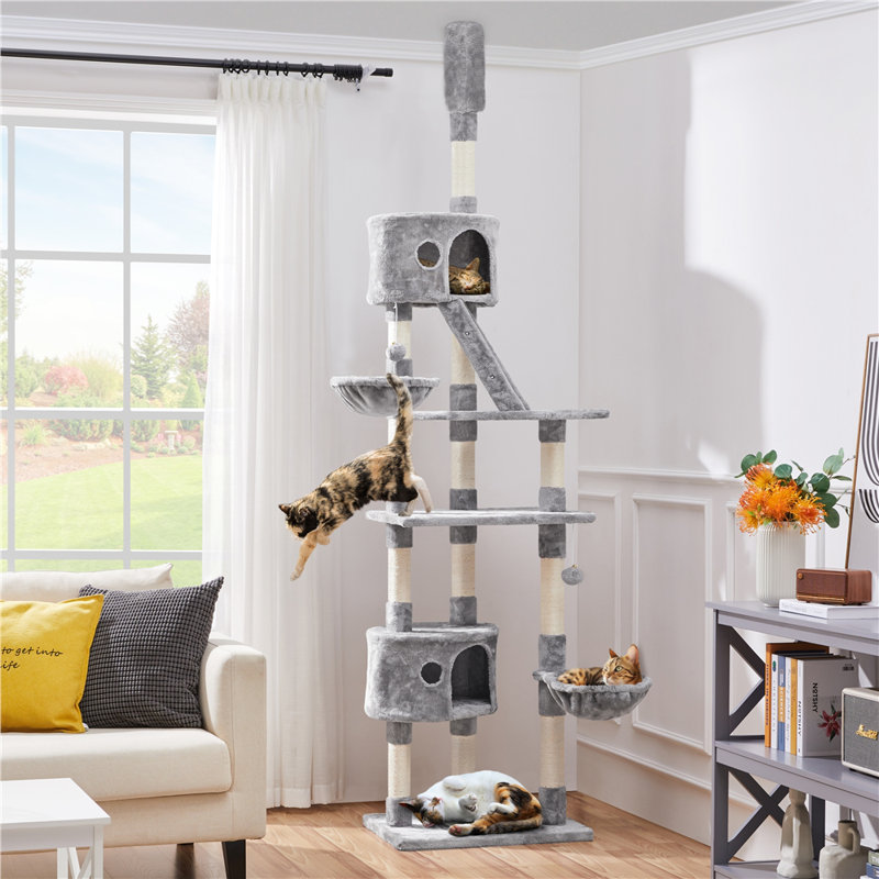 Large Adjustable Cat Tree, Light Gray