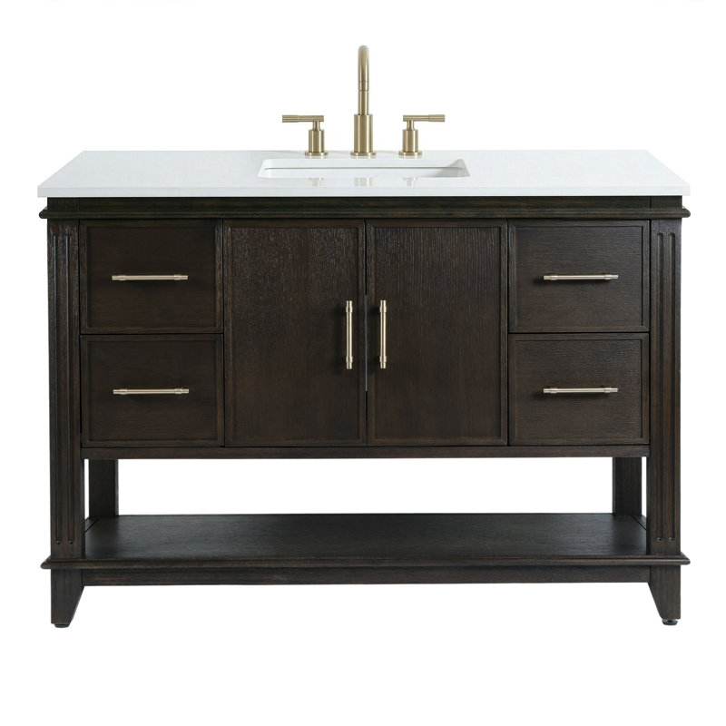 Meuble-lavabo simple à comptoir en quartz l 48 po Reece