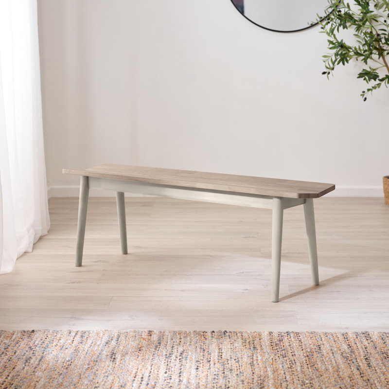Aoibheann Solid Wood Bench - Traditional Rustic Farmhouse Kitchen Style, Whitewash, 43cm H x 120cm W x 30cm D